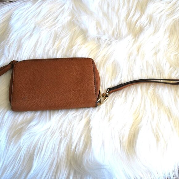 Tory Burch Bombe T Zip Leather Continental Zip Around Smartphone Wallet - Picture 2 of 3